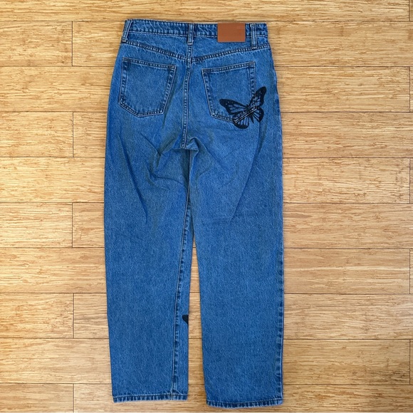 Princess Polly Women's Denim Butterfly Straight Leg Jeans Size 6 - Picture 9 of 11